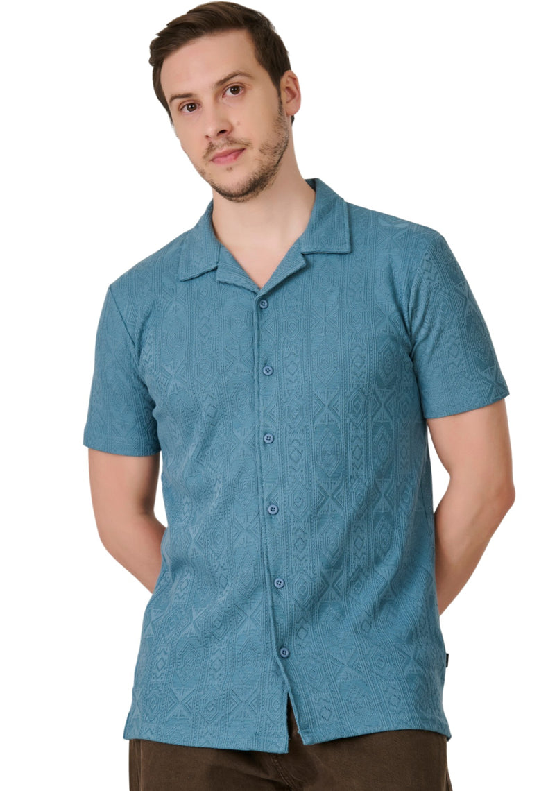 Teal Textured Resort Shirt