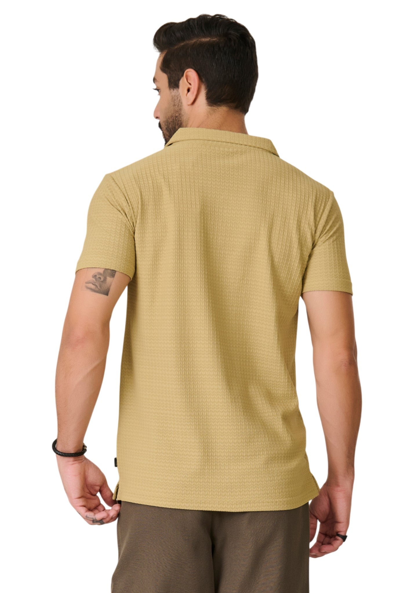 Buy Mustard Textured Resort Shirt Online Shopping view 2
