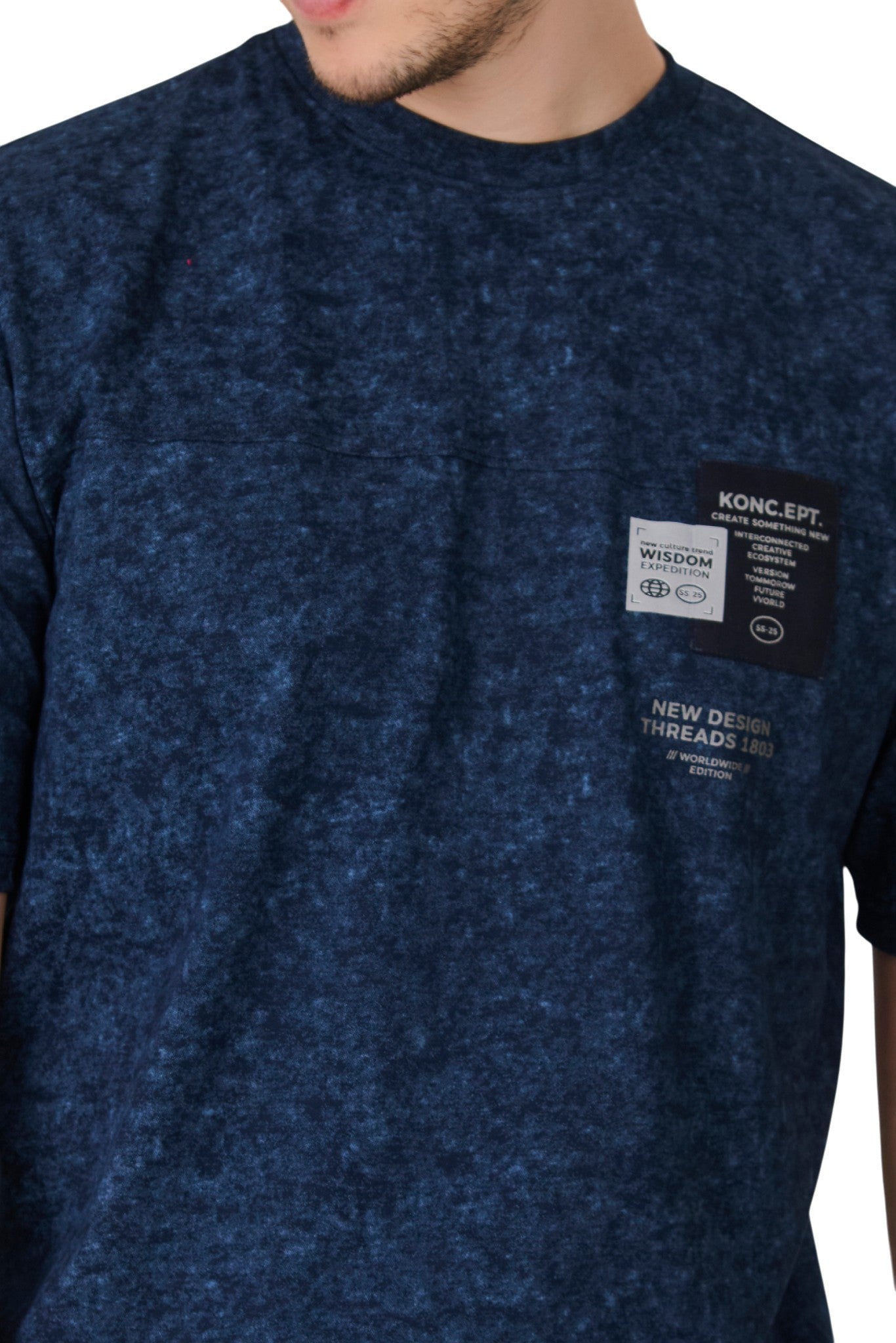 Buy Navy Acid Wash T-Shirt Online Shopping view 3