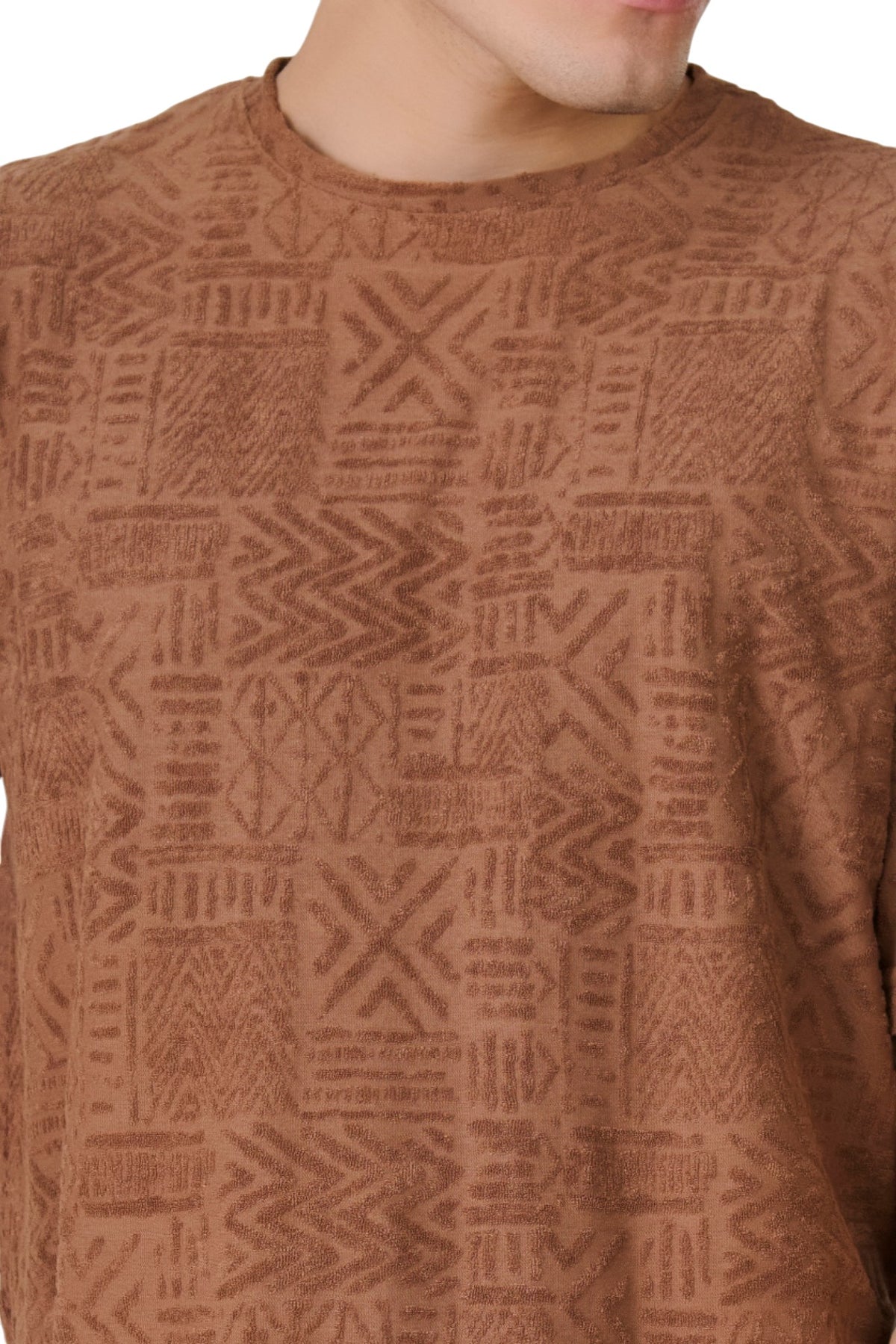 Buy Teal Textured Pattern T-Shirt Online Shopping view 3