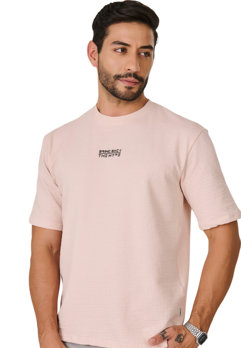 Pink Textured Graphic T-Shirt