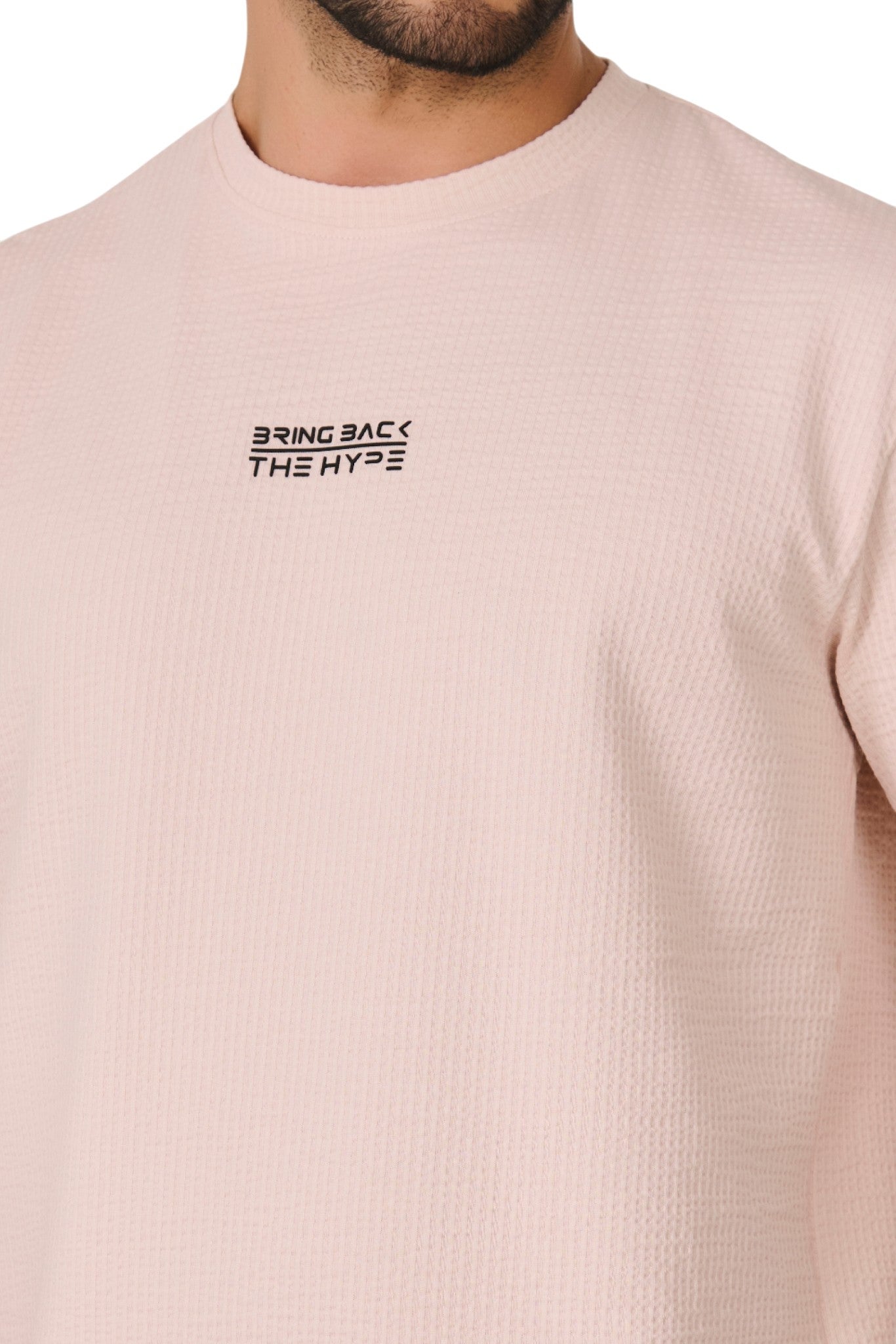 Buy Pink Textured Graphic T-Shirt Online Shopping view 3