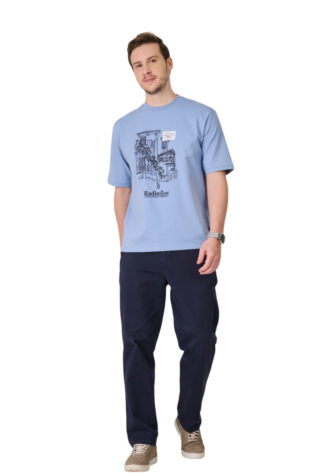 Buy Sky Blue Graphic T-Shirt Online Shopping view 5