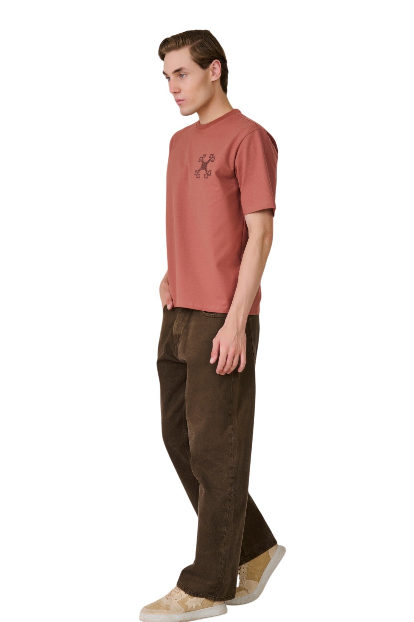 Buy Rust Graphic Crew T-Shirt Online Shopping view 5