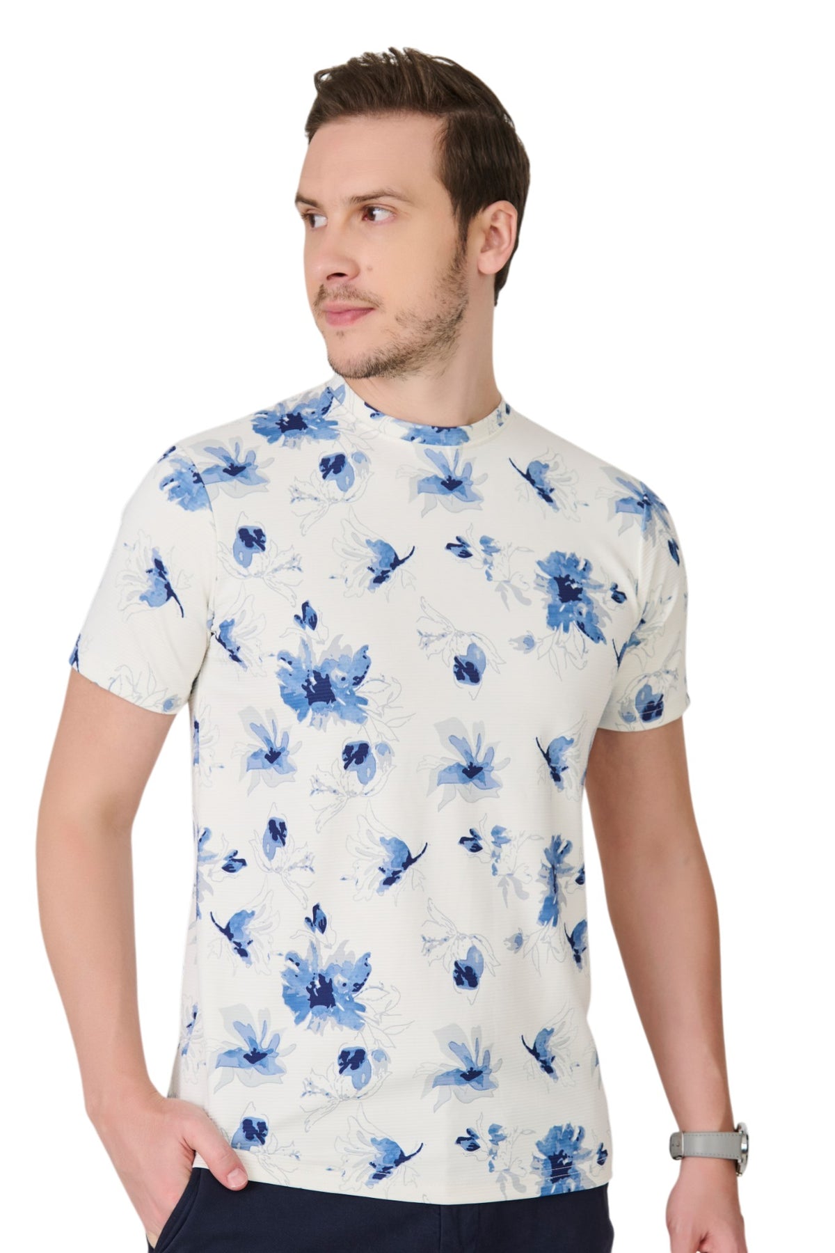Buy White Floral T-Shirt Online Shopping view 1