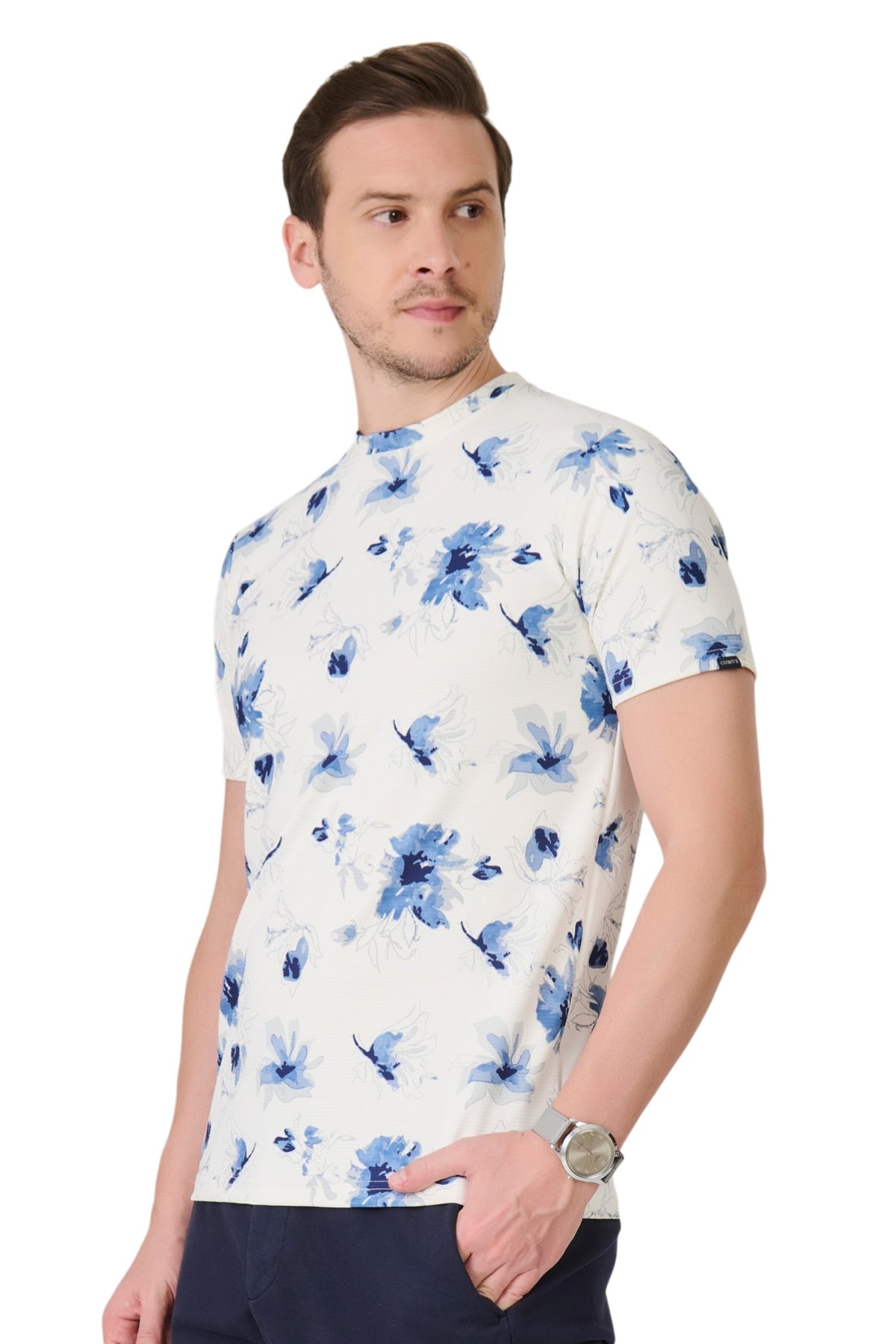 Buy White Floral T-Shirt Online Shopping view 2