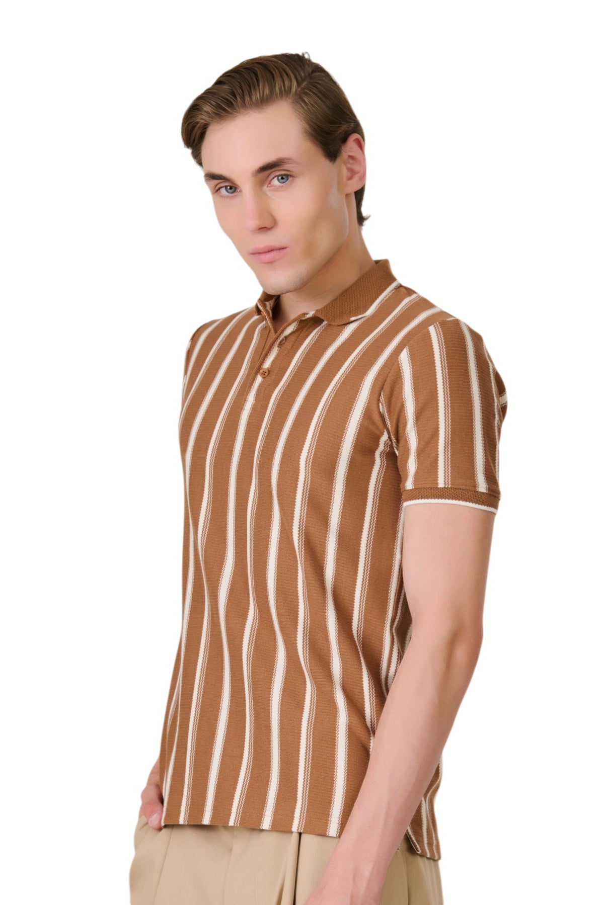 Buy Mud Vertical Stripe Polo Online Shopping view 2