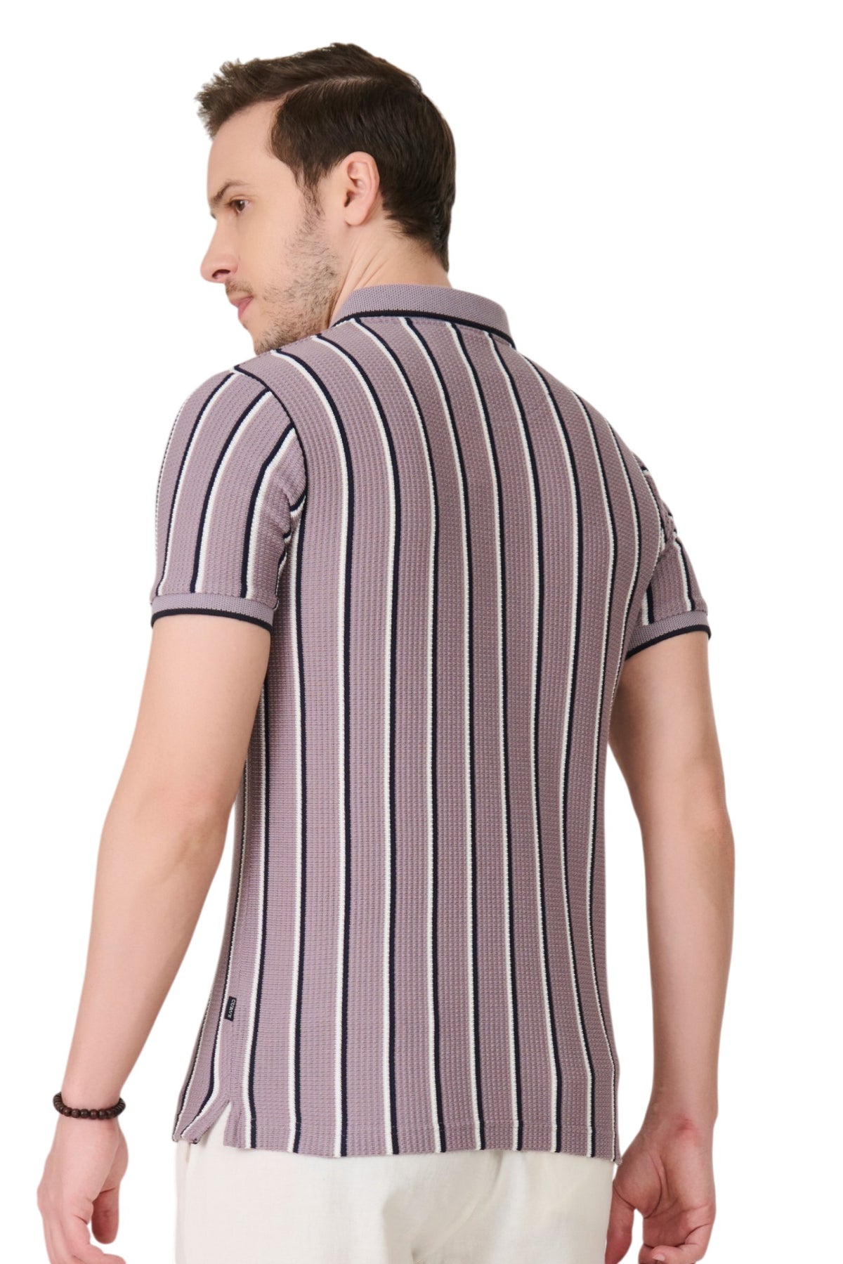 Buy Purple Vertical Stripe Polo Online Shopping view 4