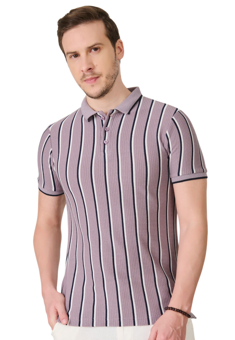 Purple Vertical Stripe Polo
