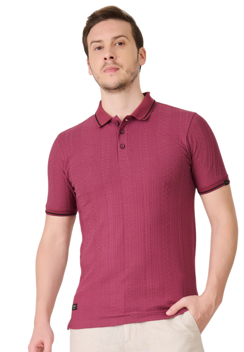 Deep Pink Textured Polo