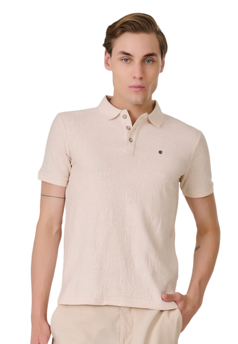 Oatmealmil Textured Polo T-Shirt