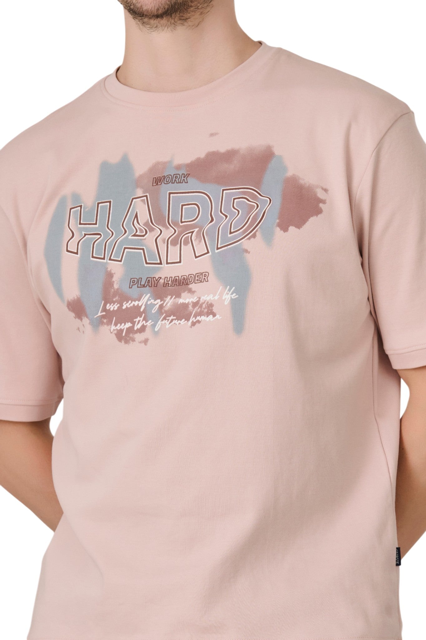 Buy Pale Pink Graphic T-Shirt Online Shopping view 2