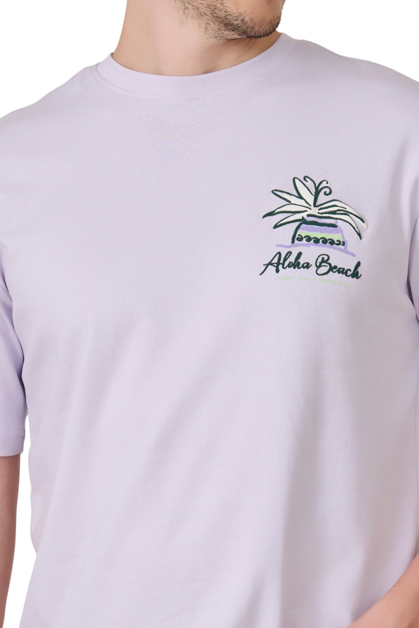 Buy Lavender Aloha Graphic T-Shirt Online Shopping view 2