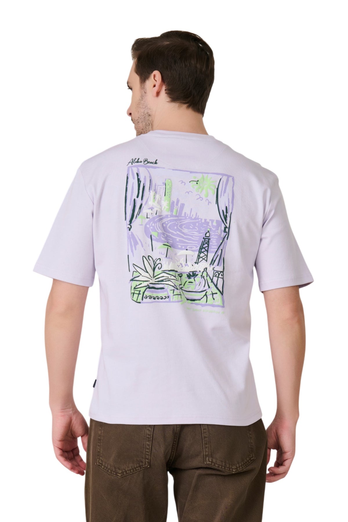 Buy Lavender Aloha Graphic T-Shirt Online Shopping view 4