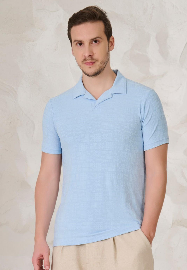 Sky Blue Textured Polo