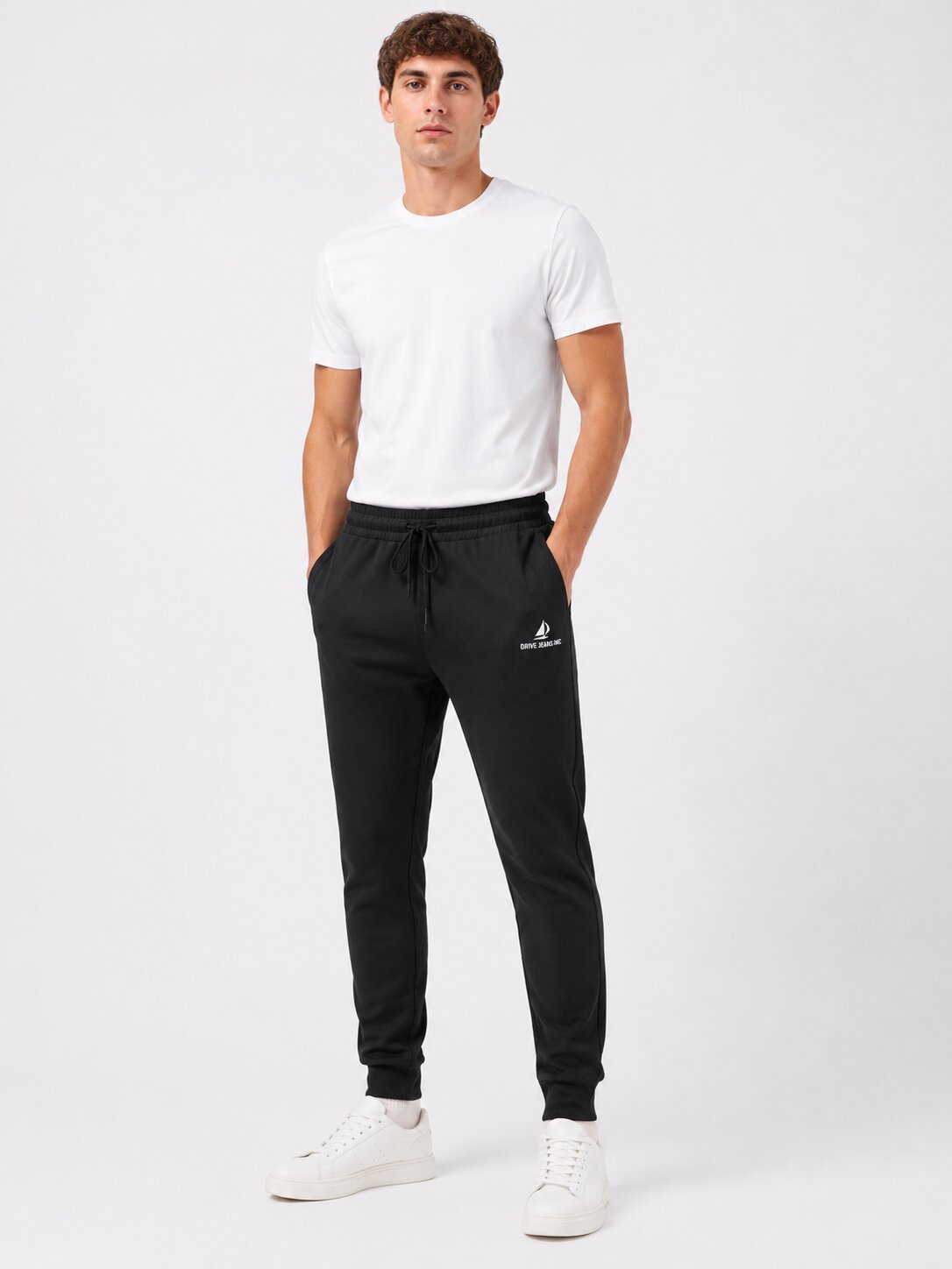 Buy Black Logo Trackpants Online Shopping view 1