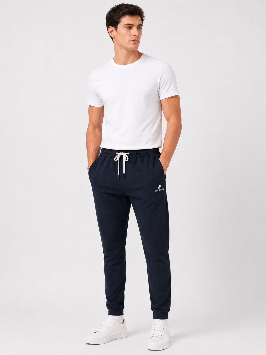 Buy Navy Logo Trackpants Online Shopping view 1