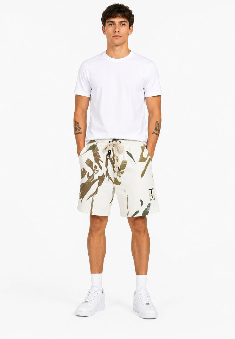 Brown Abstract Print Shorts