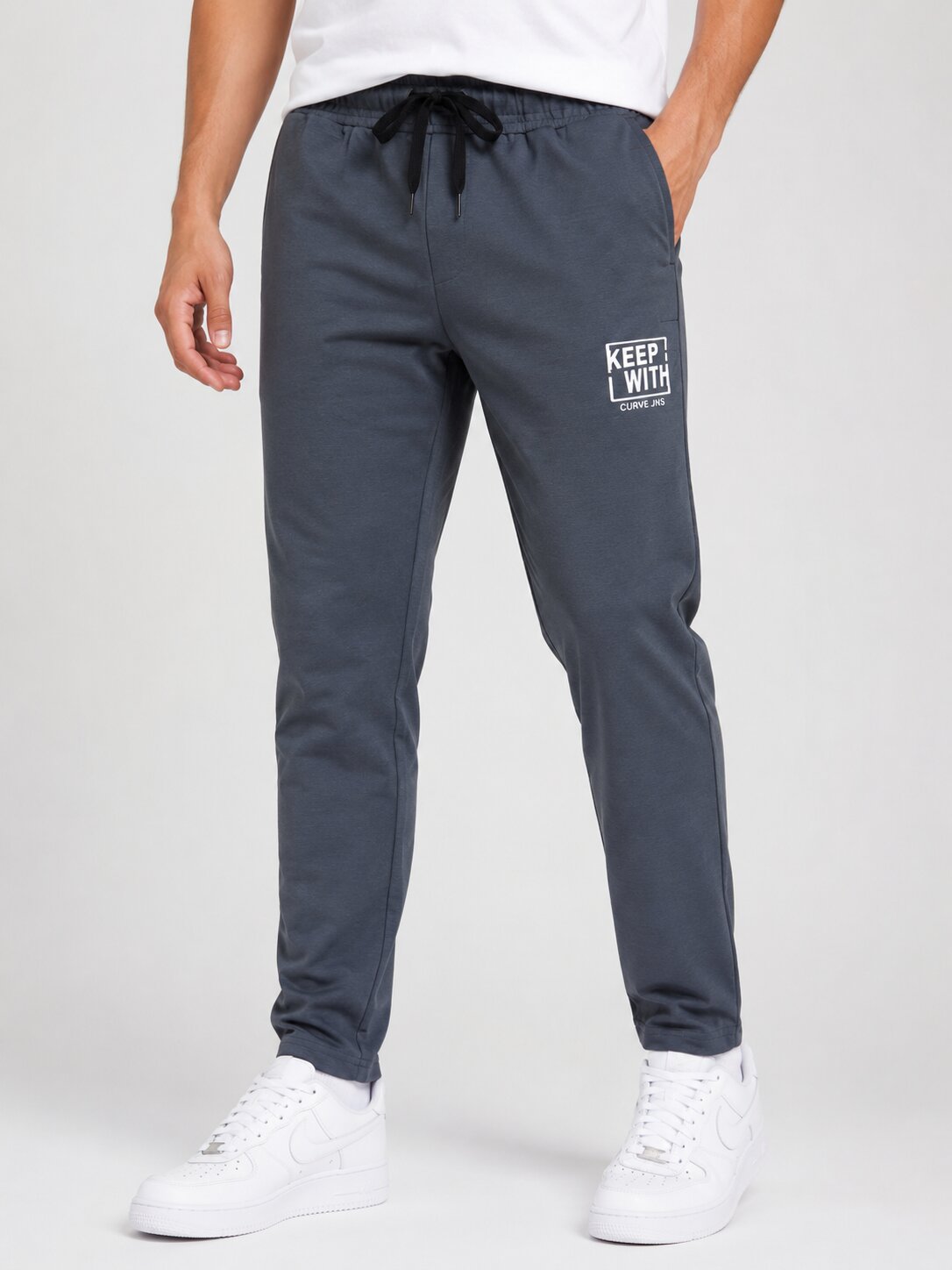 Buy Dark Grey Graphic Jogger Trackpants Online Shopping view 2