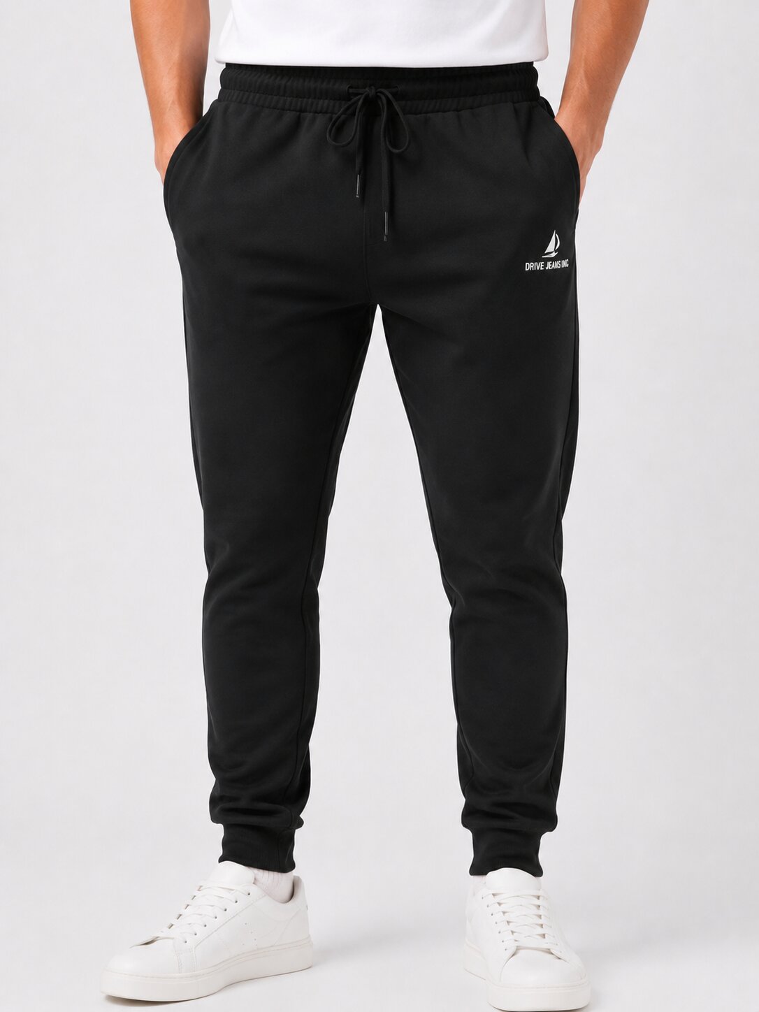 Buy Black Logo Trackpants Online Shopping view 2