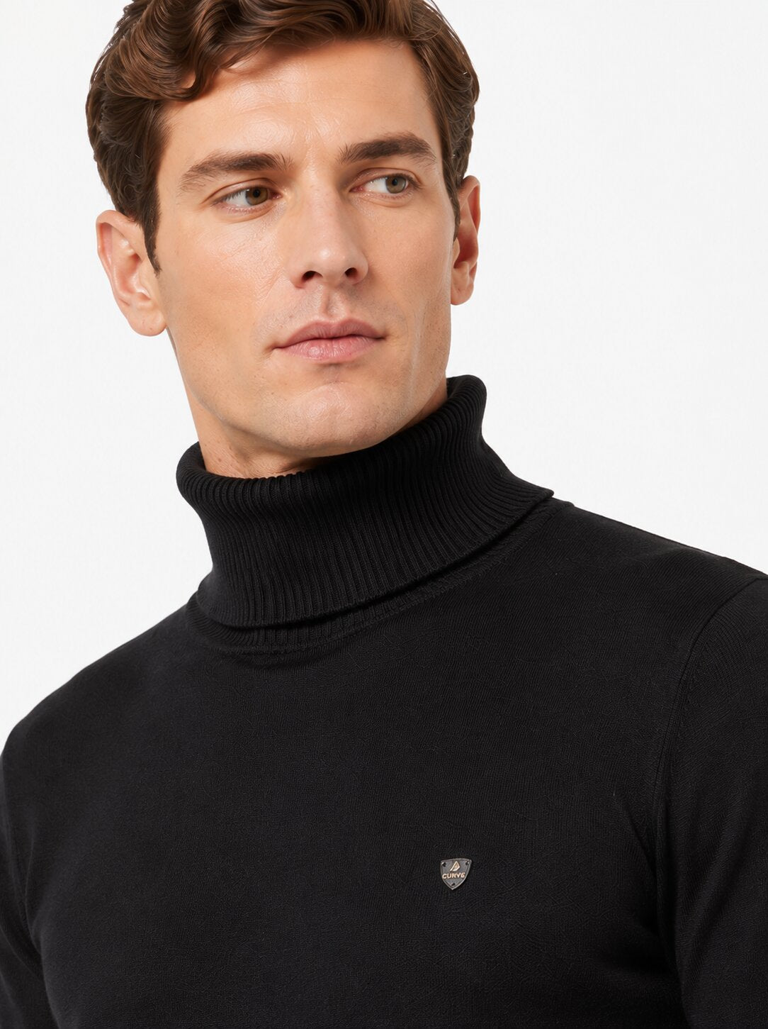 Buy Black Turtle Neck Sweatshirt Online Shopping view 3