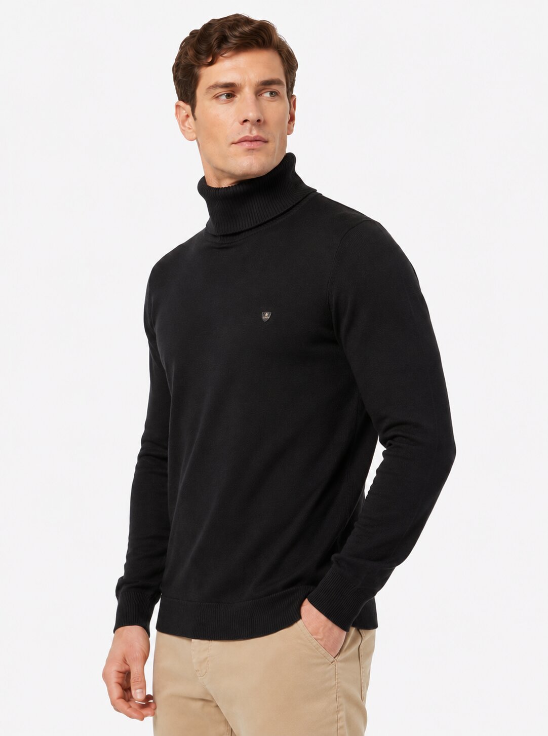 Buy Black Turtle Neck Sweatshirt Online Shopping view 4