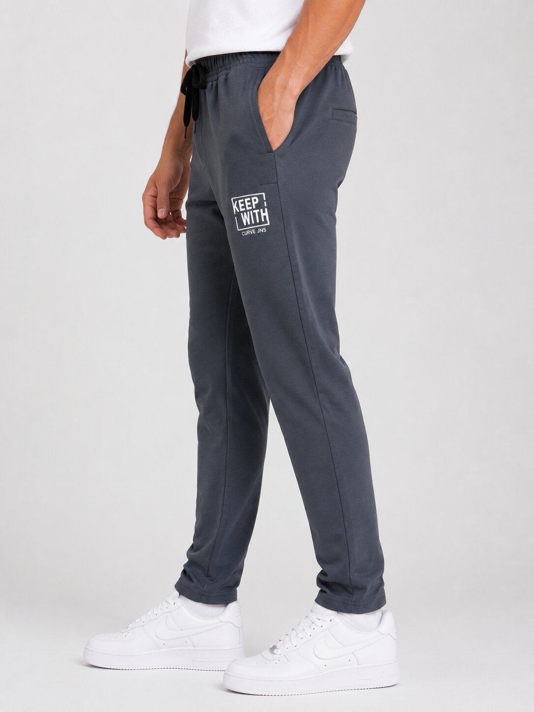 Buy Dark Grey Graphic Jogger Trackpants Online Shopping view 4
