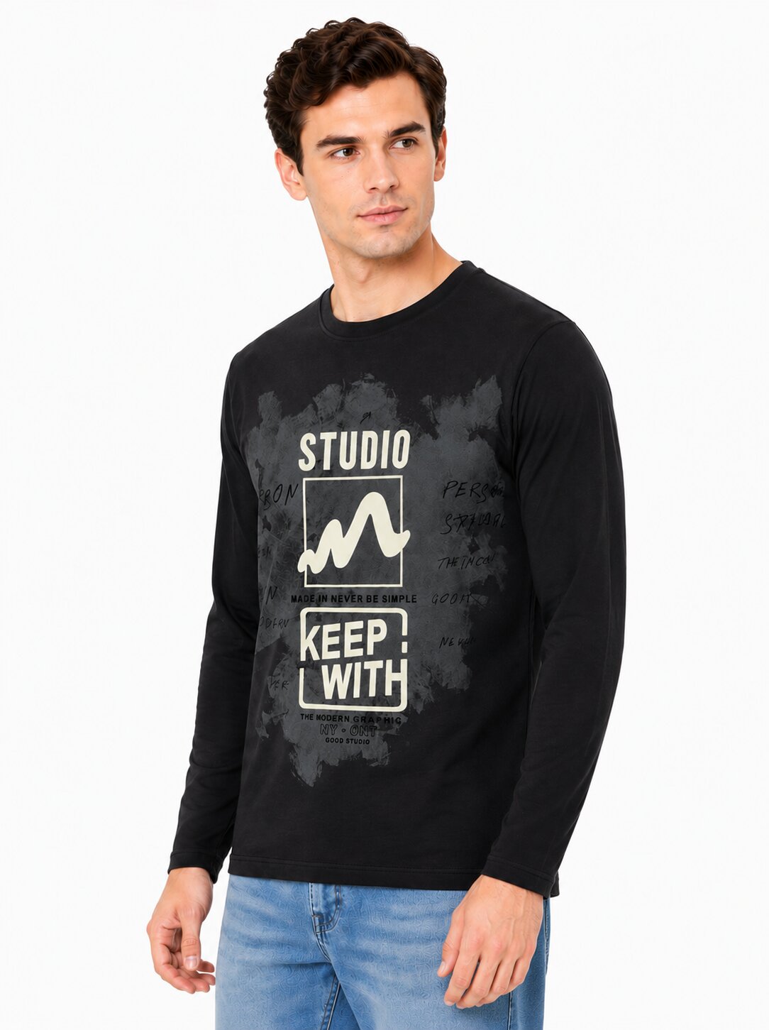 Buy Black Studio Graphic T-Shirt Online Shopping view 4