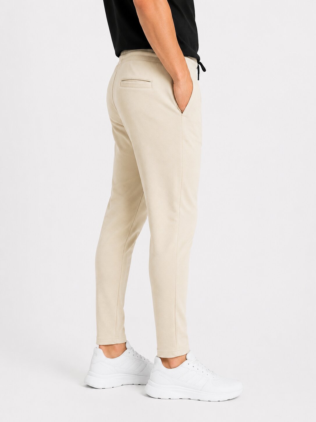 Buy Beige Zip Pocket Trackpants Online Shopping view 4