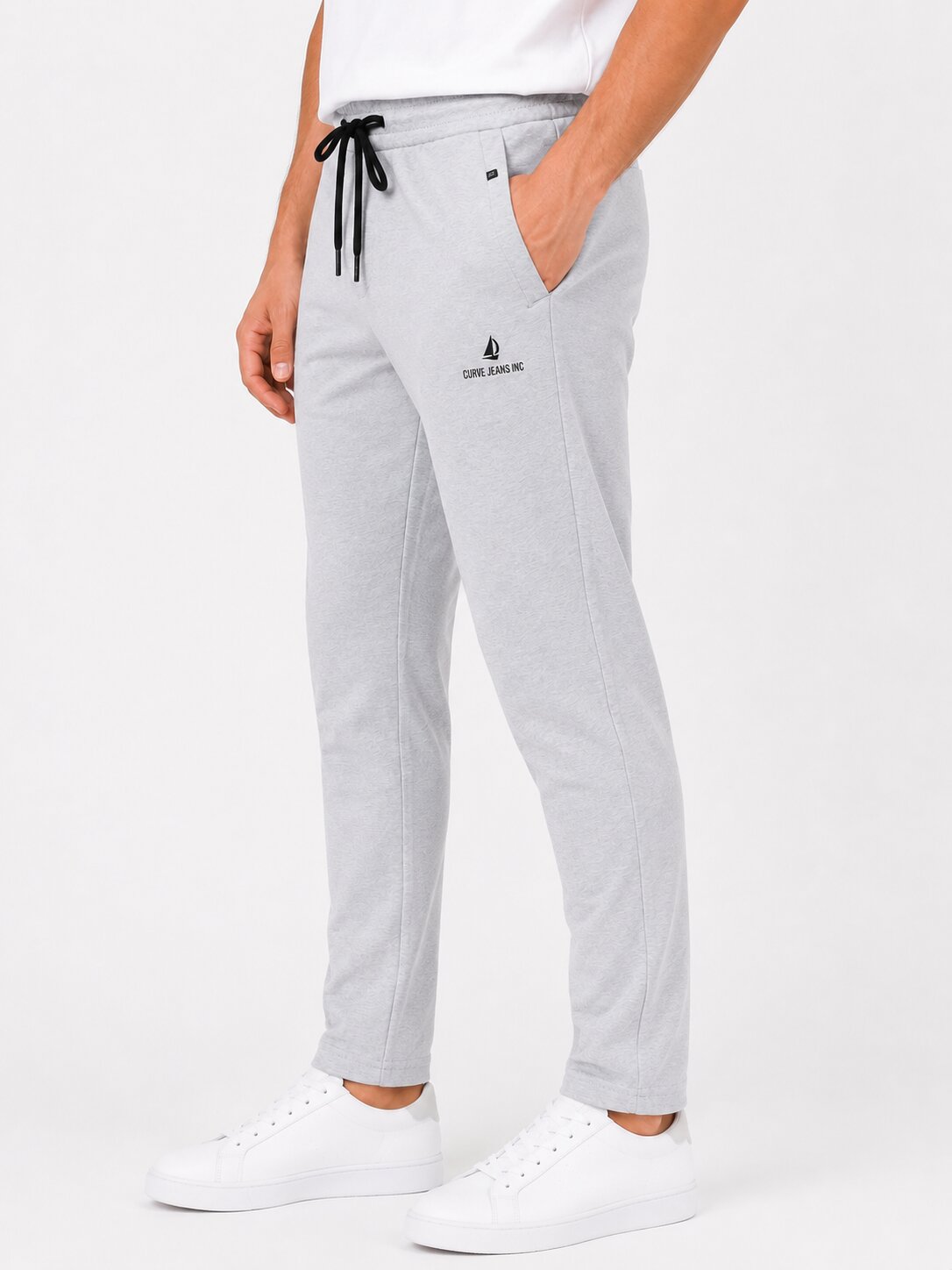 Buy Light Grey Casual Trackpants Online Shopping view 4