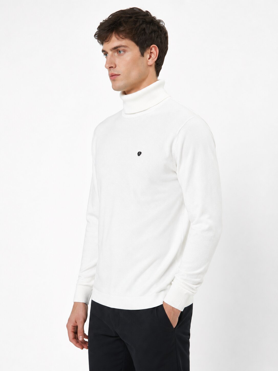 Buy White Classic Turtleneck Sweatshirt Online Shopping view 5