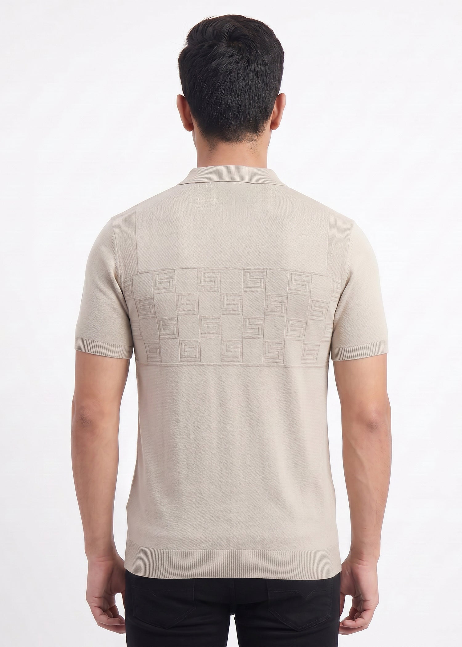 Buy Bronze-textured-polo-tshirt Online Shopping view 2