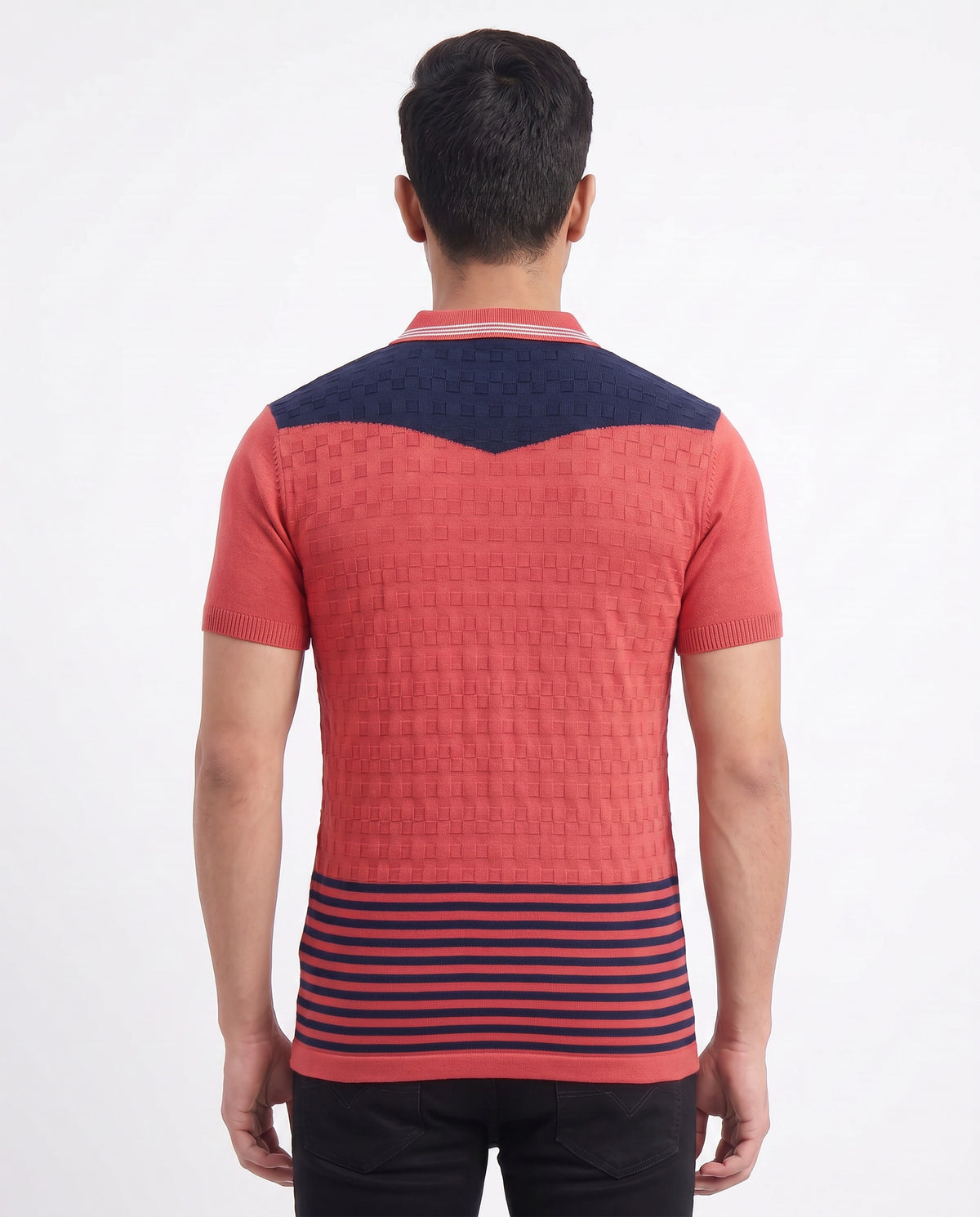 Buy Scarlet textured-polo-tshirt Online Shopping view 2