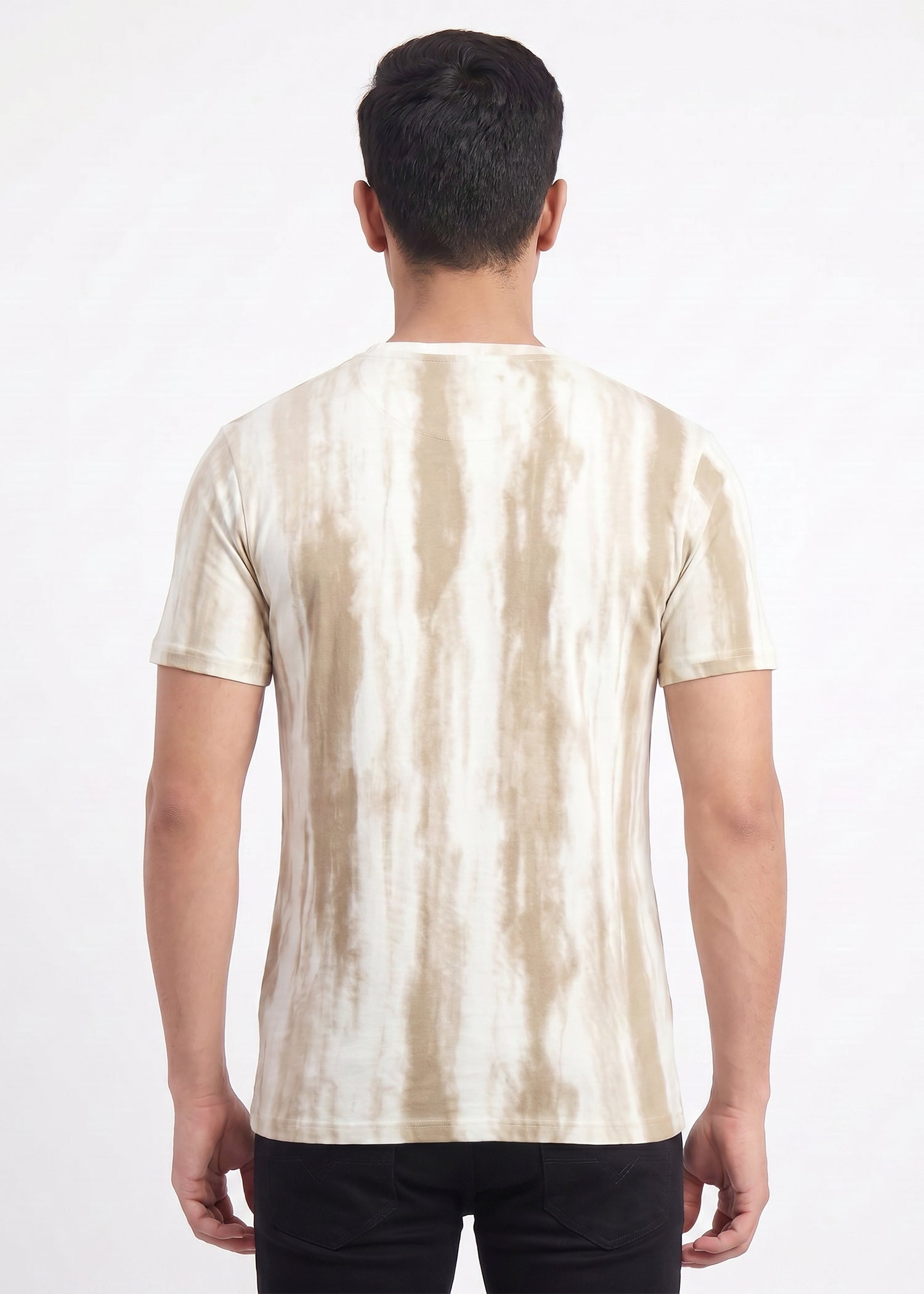 Buy Khakhi-abstract-print-tshirt Online Shopping view 2