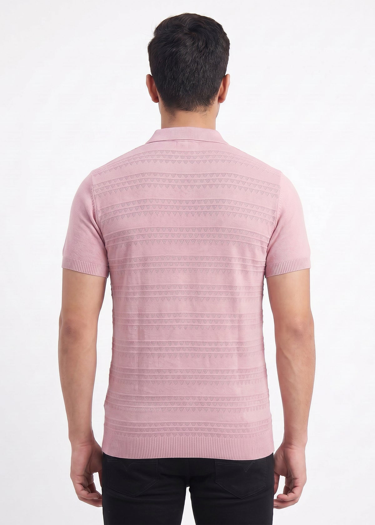 Buy Orchid textured-knit-polo-tshirt Online Shopping view 2