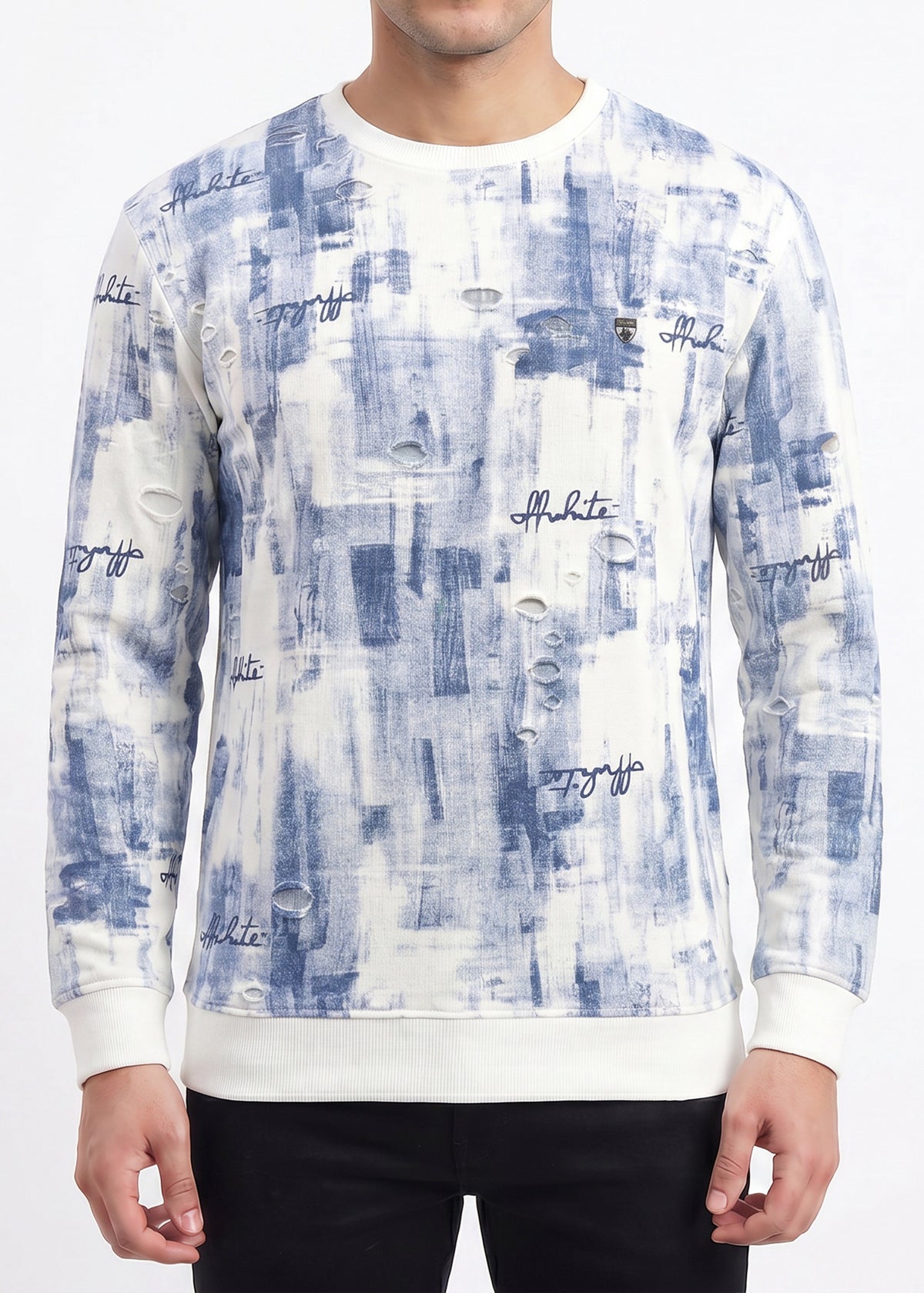 Buy Blue Abstract Print Sweatshirt Online Shopping view 3