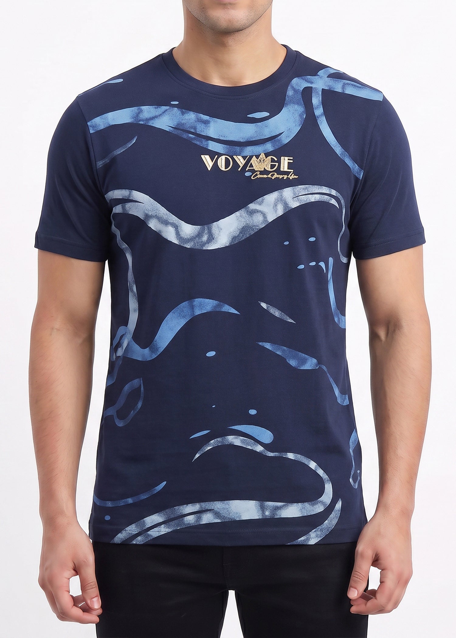 Buy Navy-voyage-abstract-graphic-tshirt Online Shopping view 3