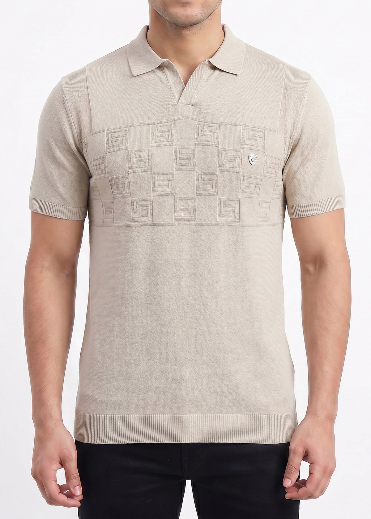 Buy Bronze-textured-polo-tshirt Online Shopping view 3