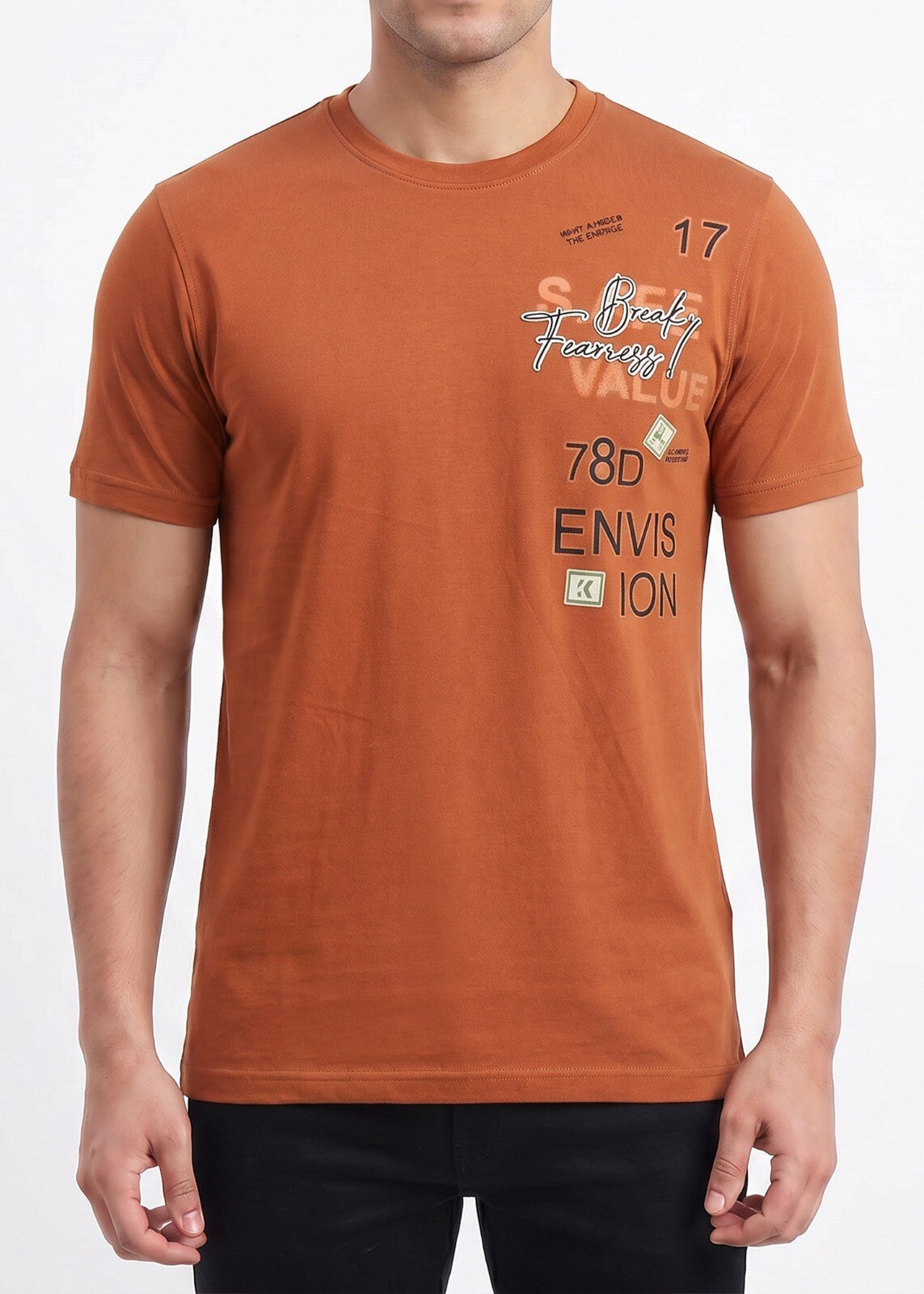 Buy Browntypography-graphic-tshirt Online Shopping view 3