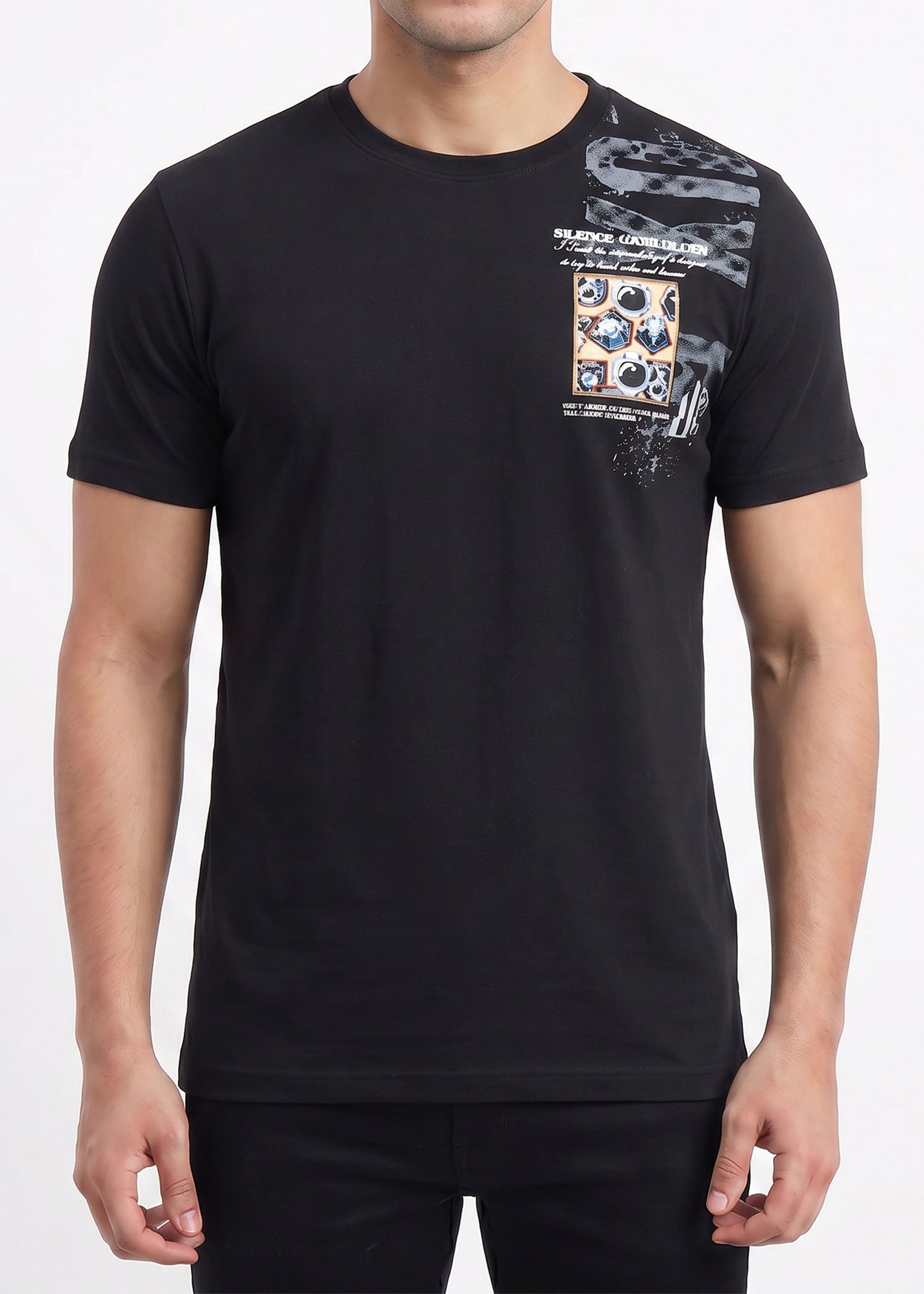 Buy black-abstract-graphic-tshirt Online Shopping view 3