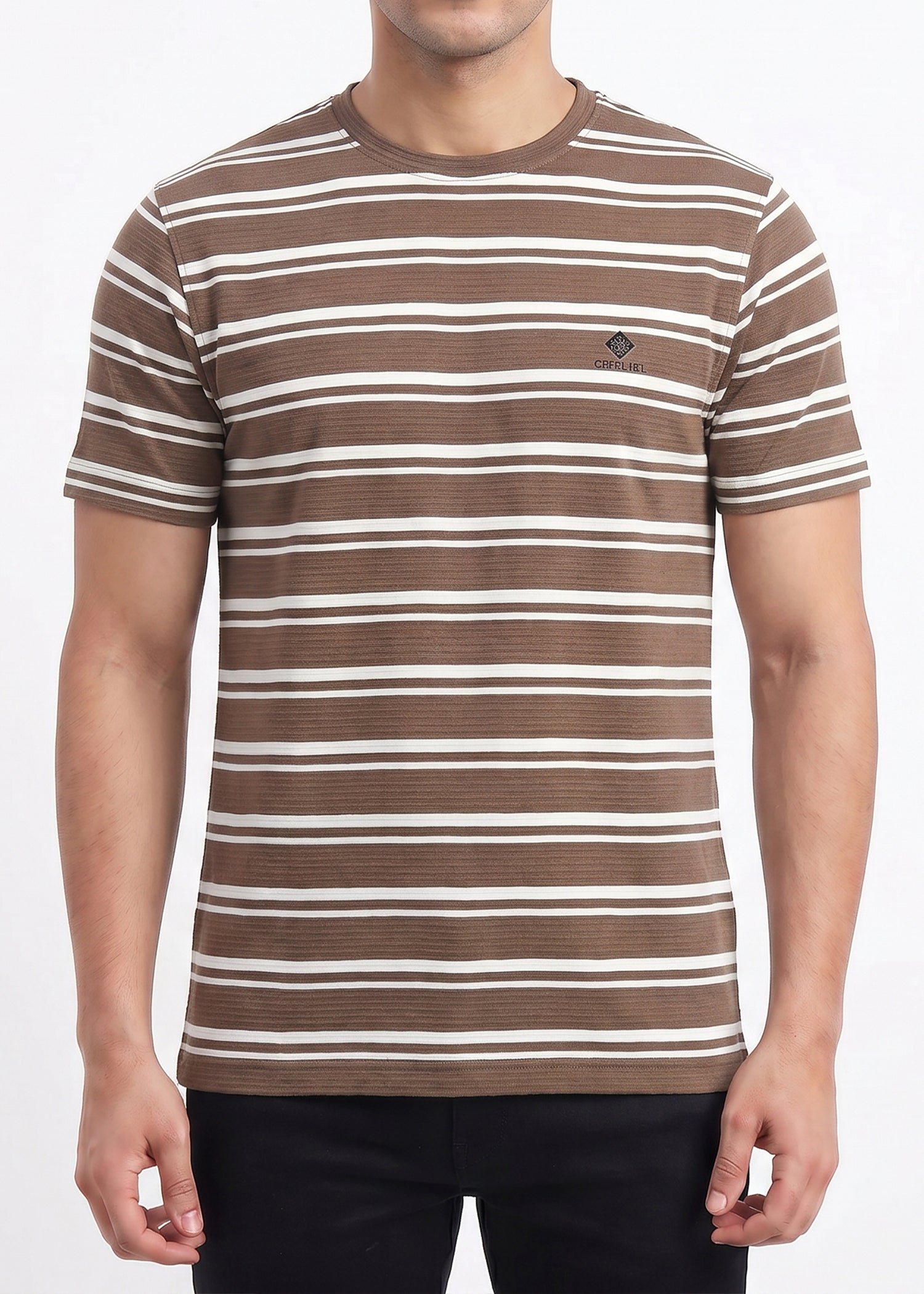 Buy Brown Classic Stripe T-Shirt Online Shopping view 3