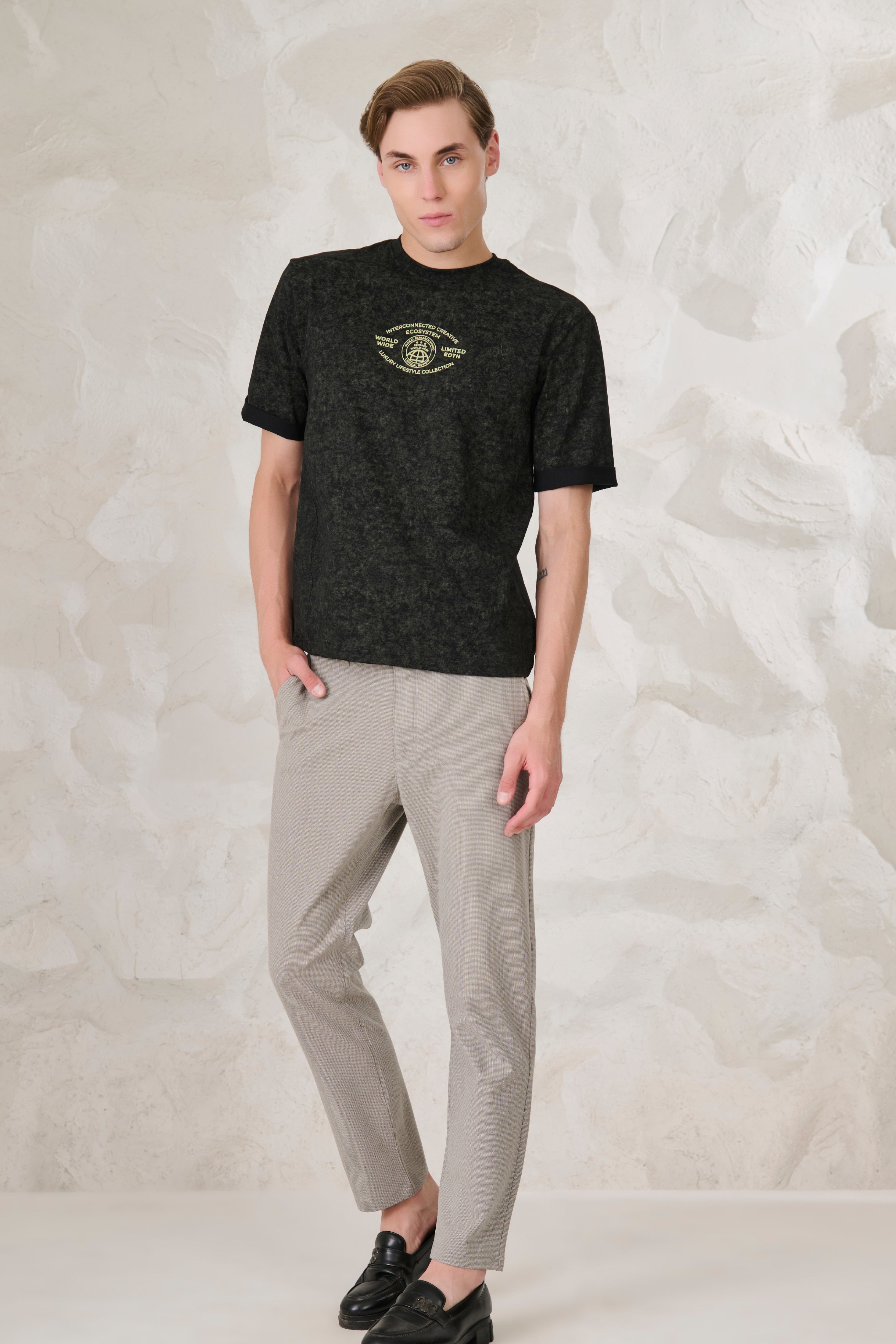 Buy Olive Cloud Oversized T-Shirt - Black/Olive Online Shopping view 5