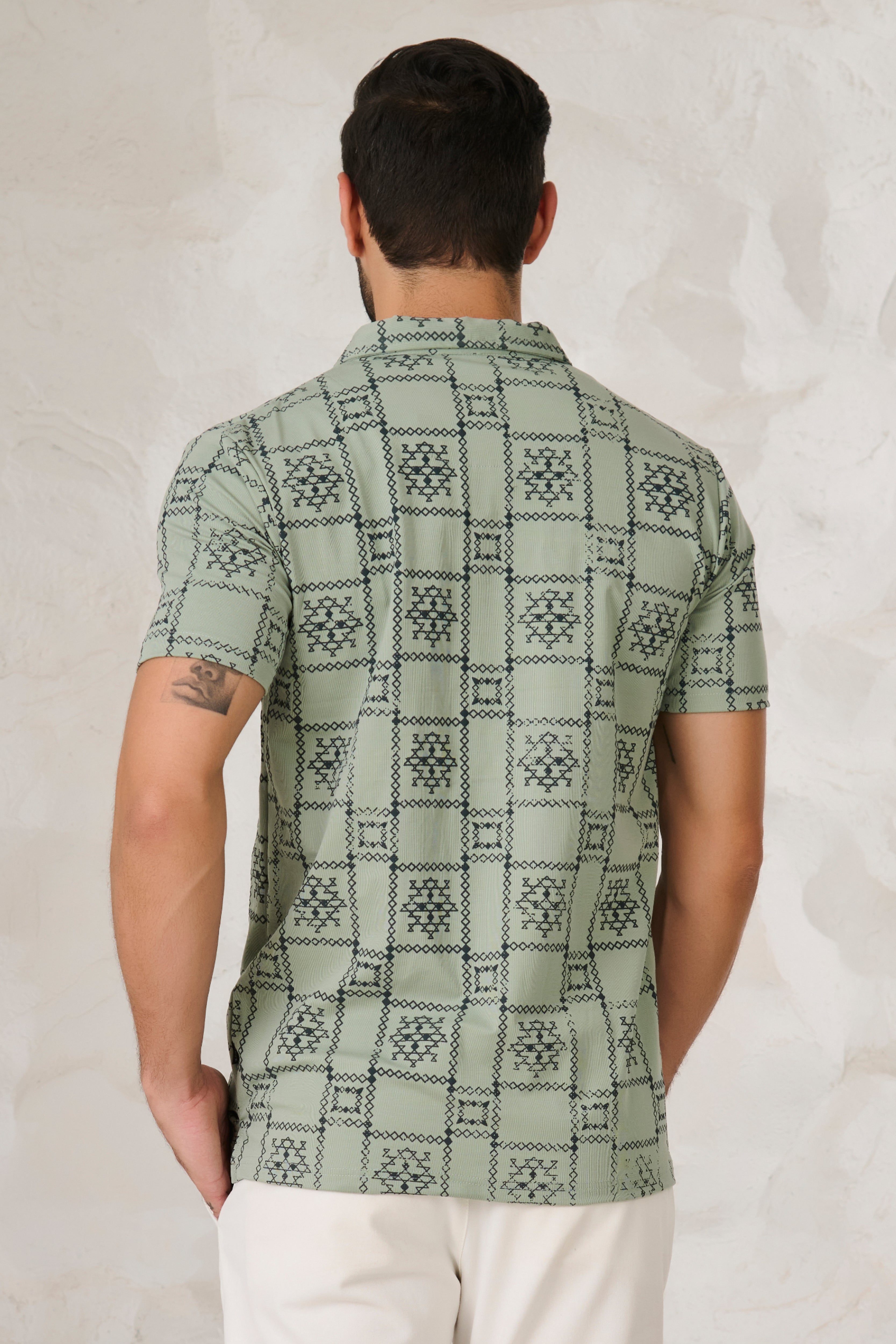 Buy Ornaments Square Cuban Shirt - Pista Online Shopping view 4