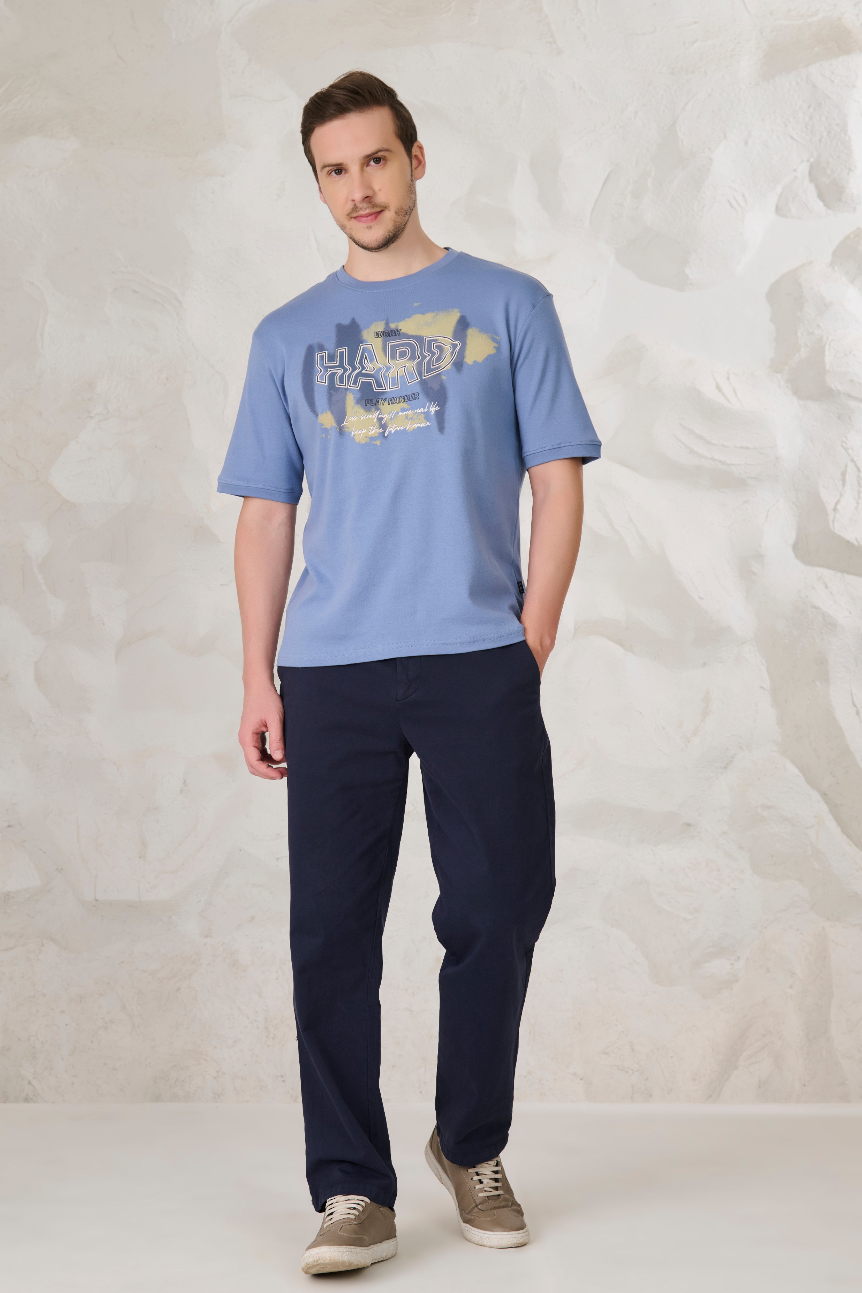 Buy Play Harder Graphics Oversized T-Shirt - Cool Gray Online Shopping view 5