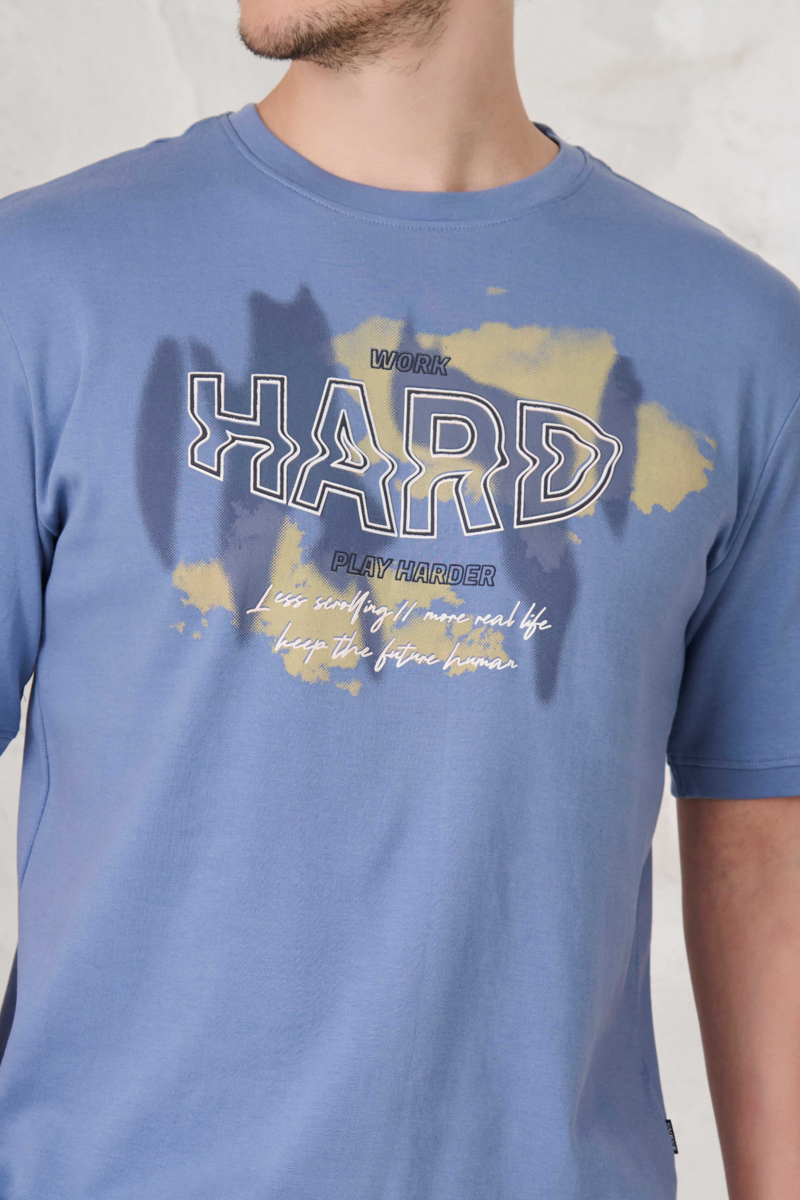 Buy Play Harder Graphics Oversized T-Shirt - Cool Gray Online Shopping view 4