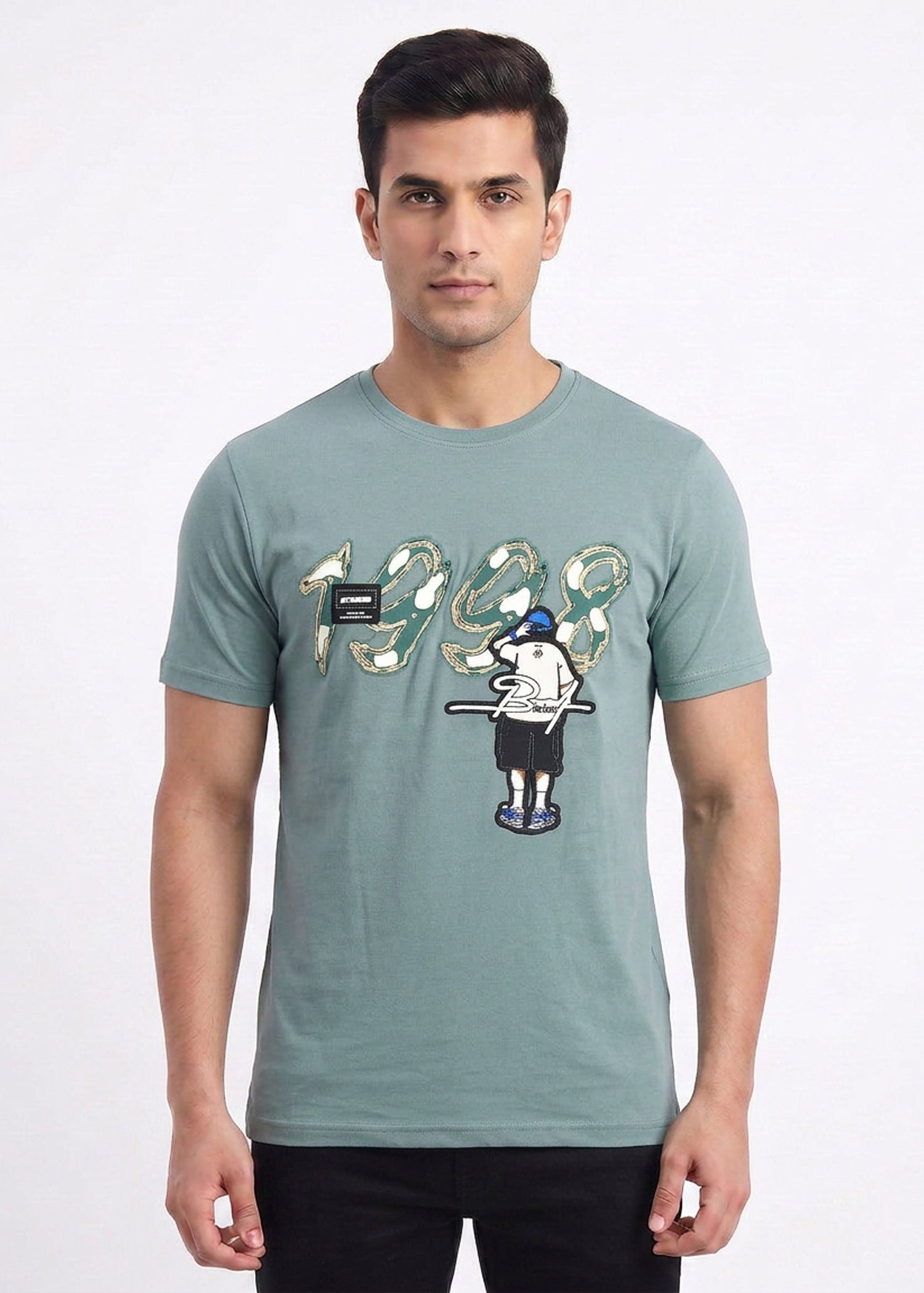 Buy Olive-graphic-print-tshirt Online Shopping view 1