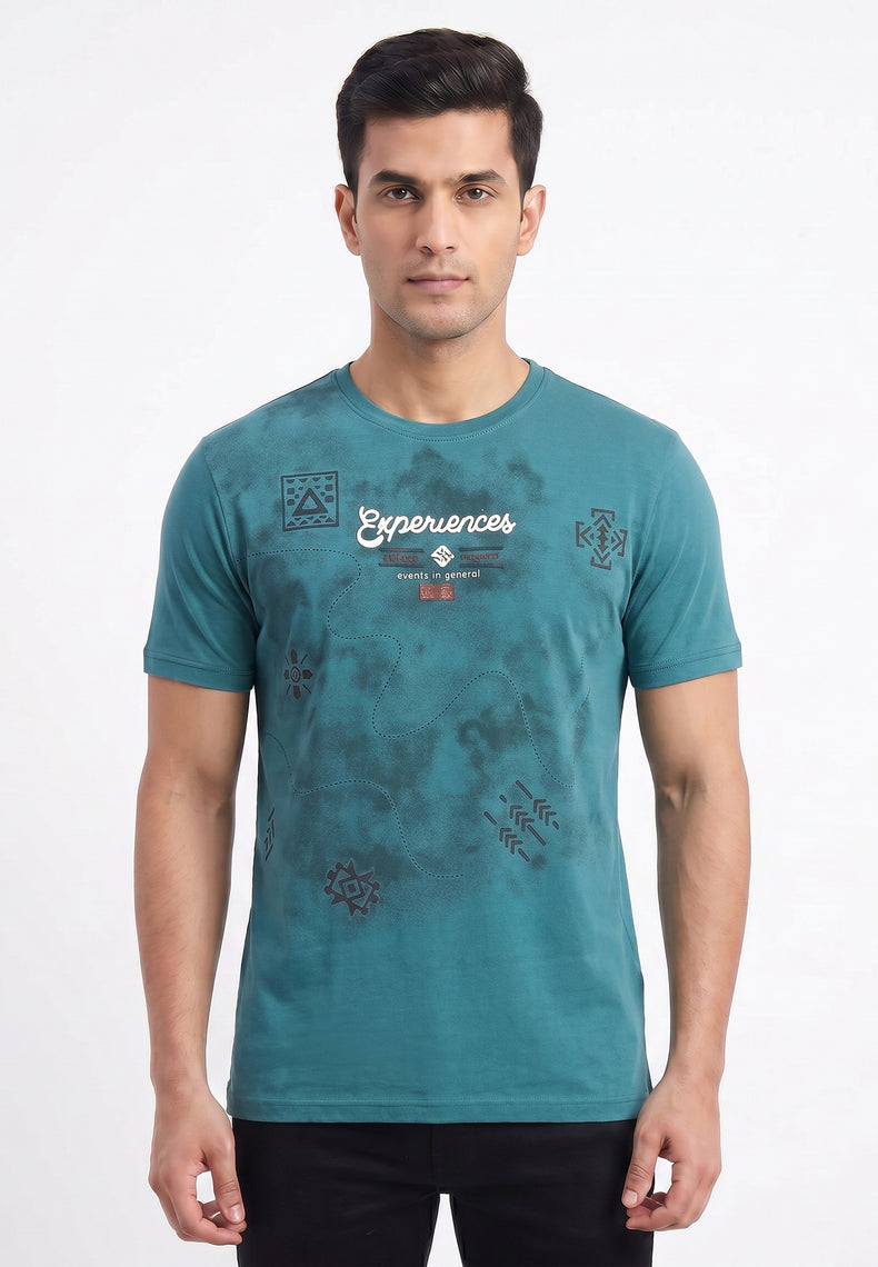 Teal-graphic-print-cotton-tshirt