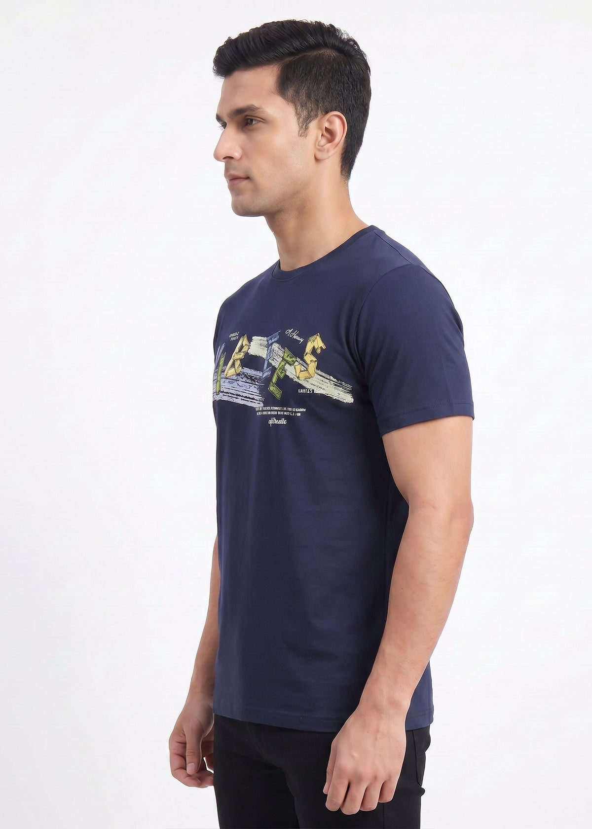 Buy Navy-vibes-graphic-tshirt Online Shopping view 4