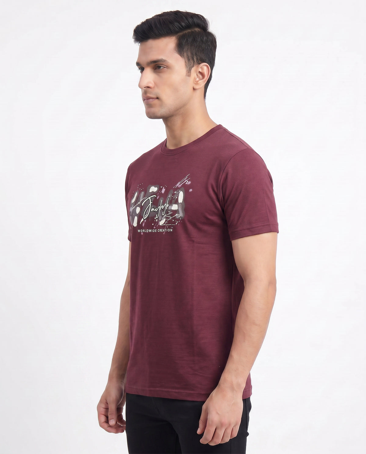 Buy Wine Abstract Graphic T-Shirt Online Shopping view 4