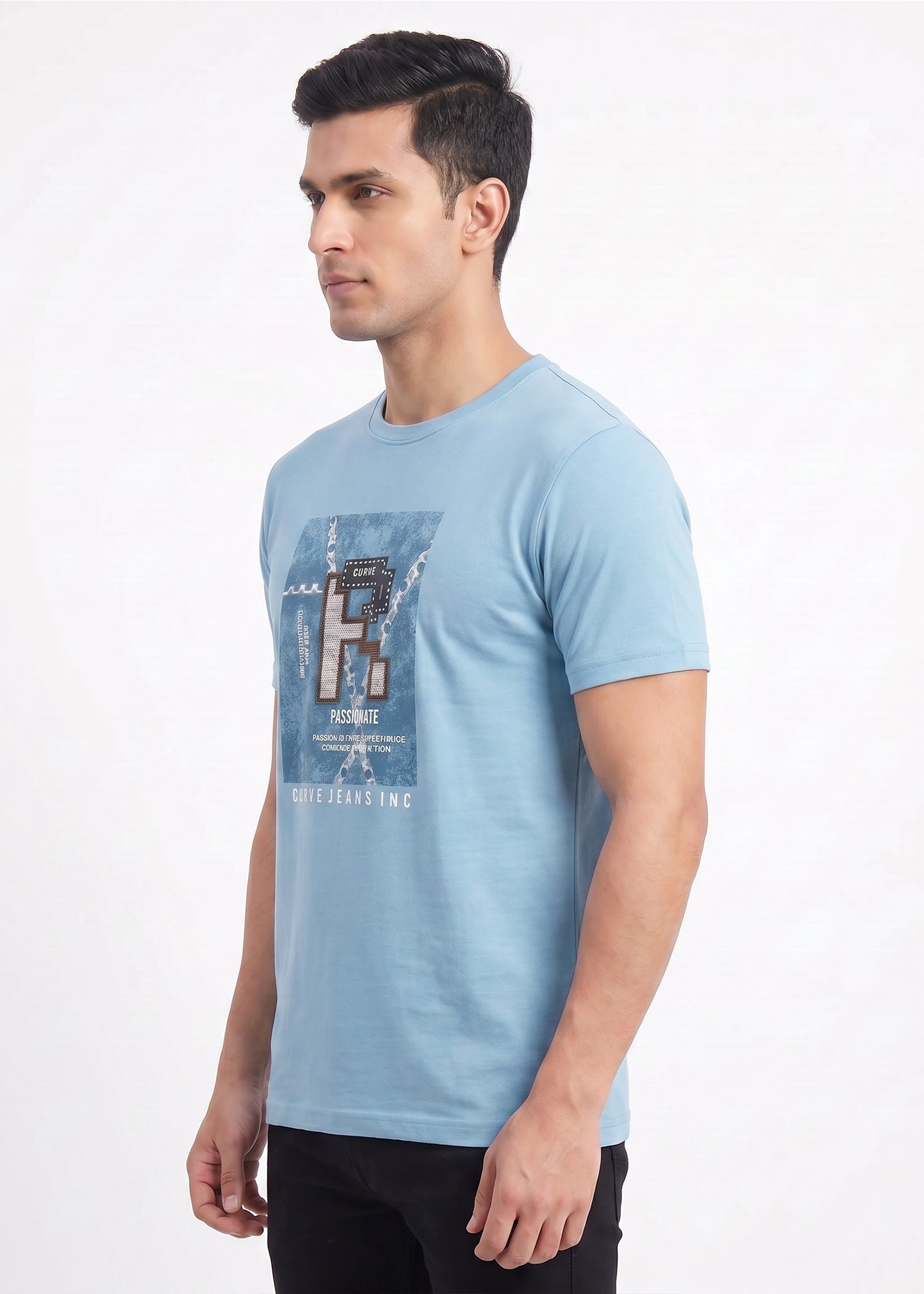 Buy N.blue-passionate-graphic-tshirt Online Shopping view 4